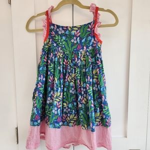 Mini Boden Venice Blue Tropical Garden Dress Size 7/8